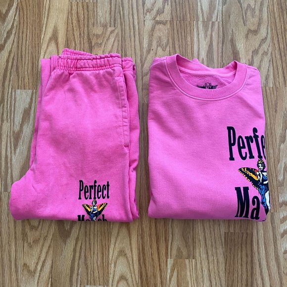 BOYS LIE PERFECT MATCH PINK CREWNECK SWEATPANTS SET SZ S M - Picture 7 of 12